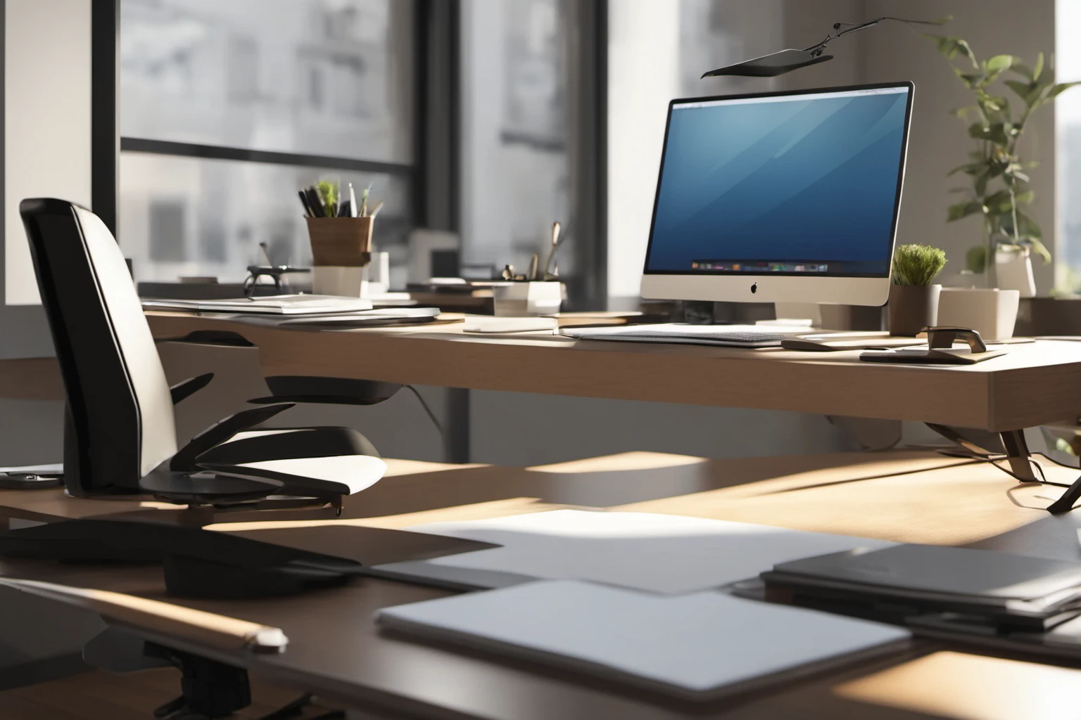 Modern Office Desk Setup – Business Conference