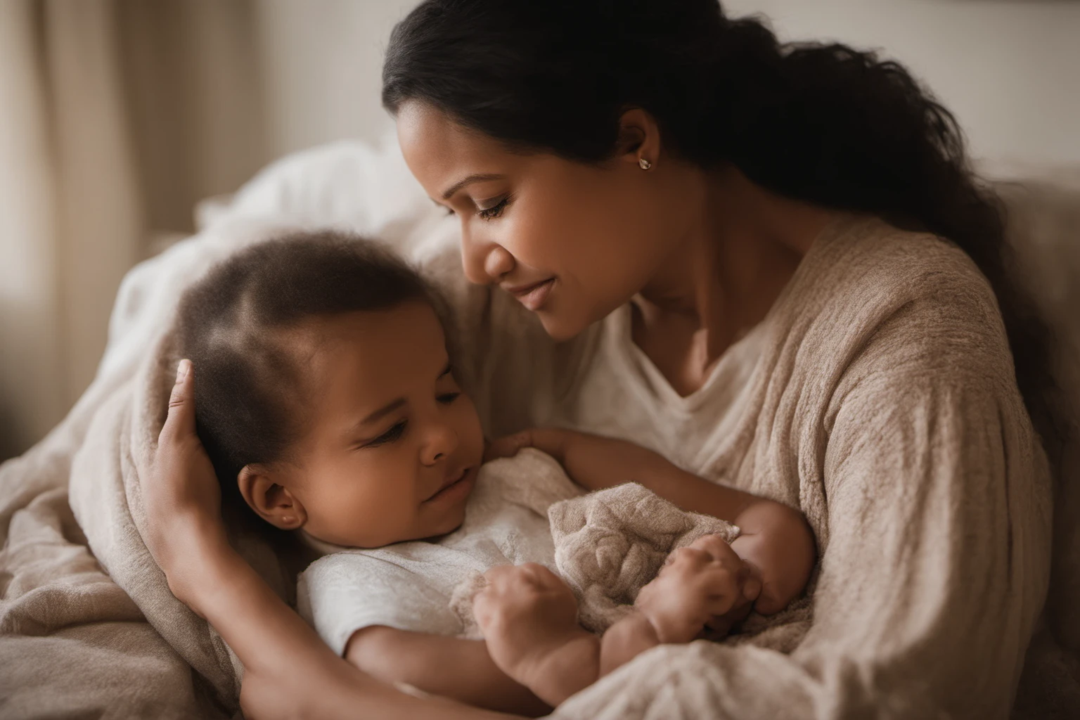 Mother Holding Newborn Baby – Emotional Portrait