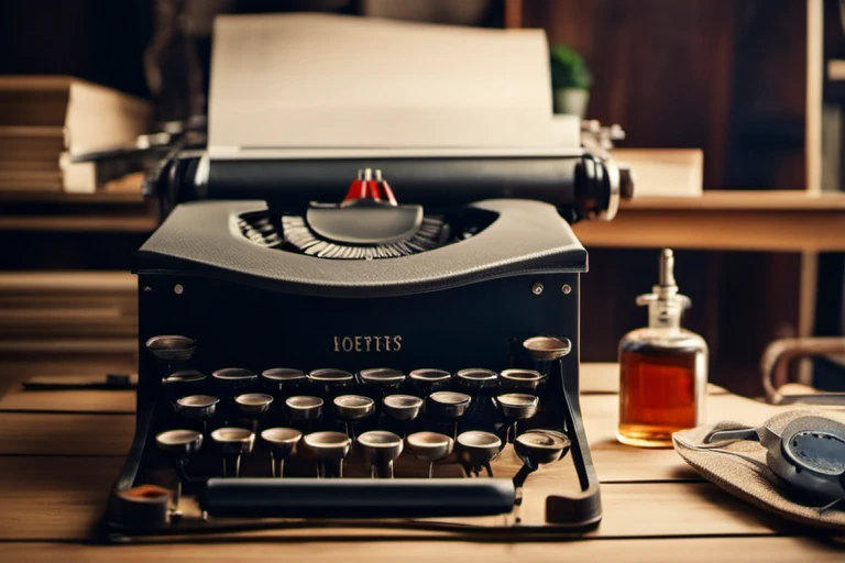 Vintage Typewriter on Wood Desk – Office Interior Design