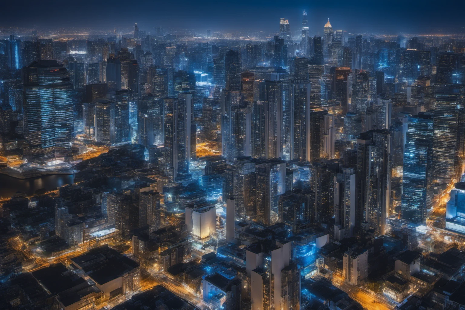 City Skyline Night View – Urban Evening Ambiance