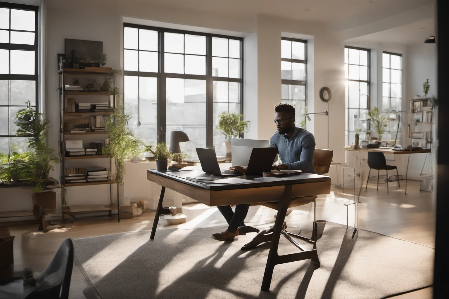 Remote Workers at Desk – Productivity Scene