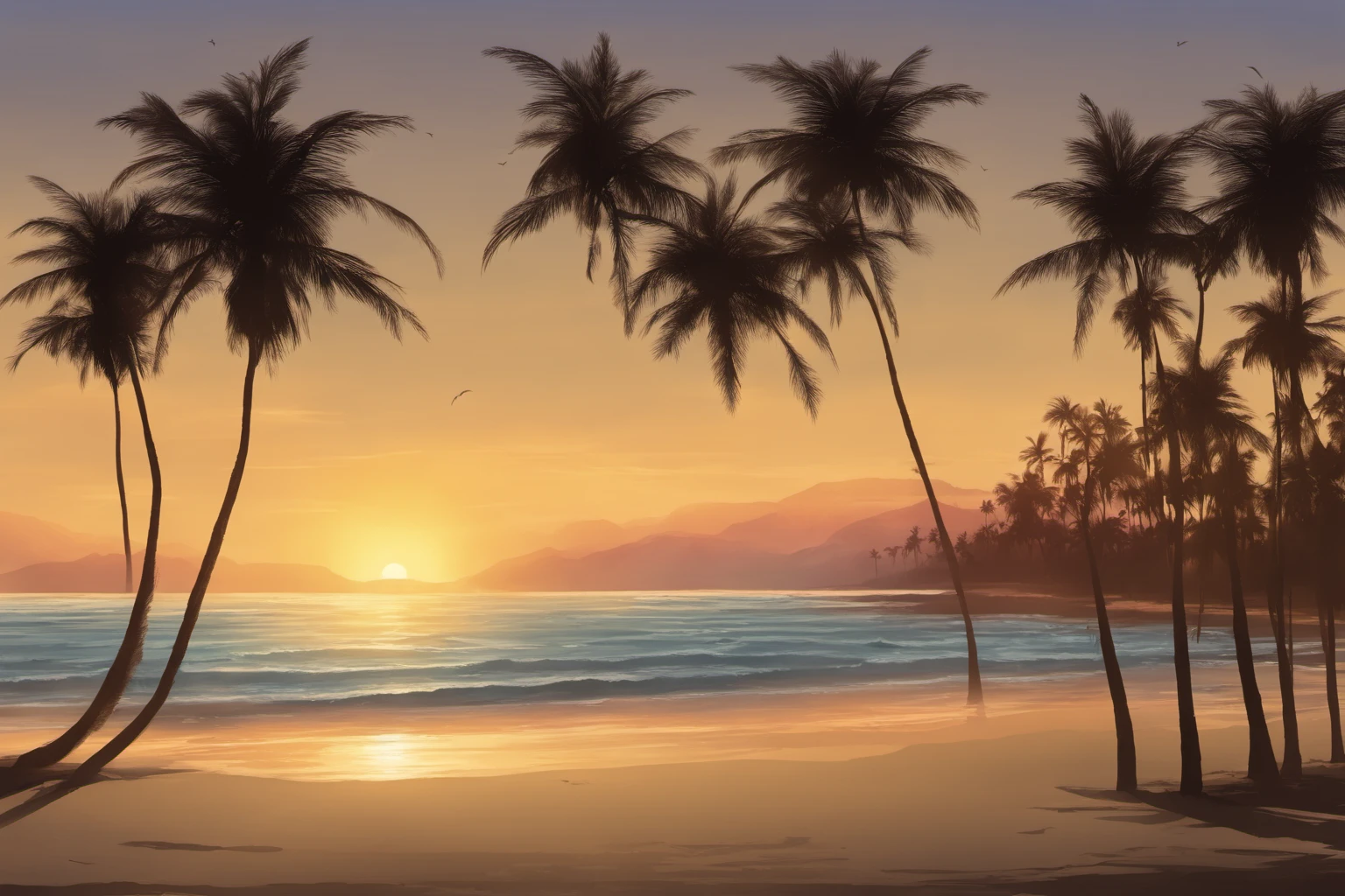 Beach Silhouette at Sunset – Coastal Romance