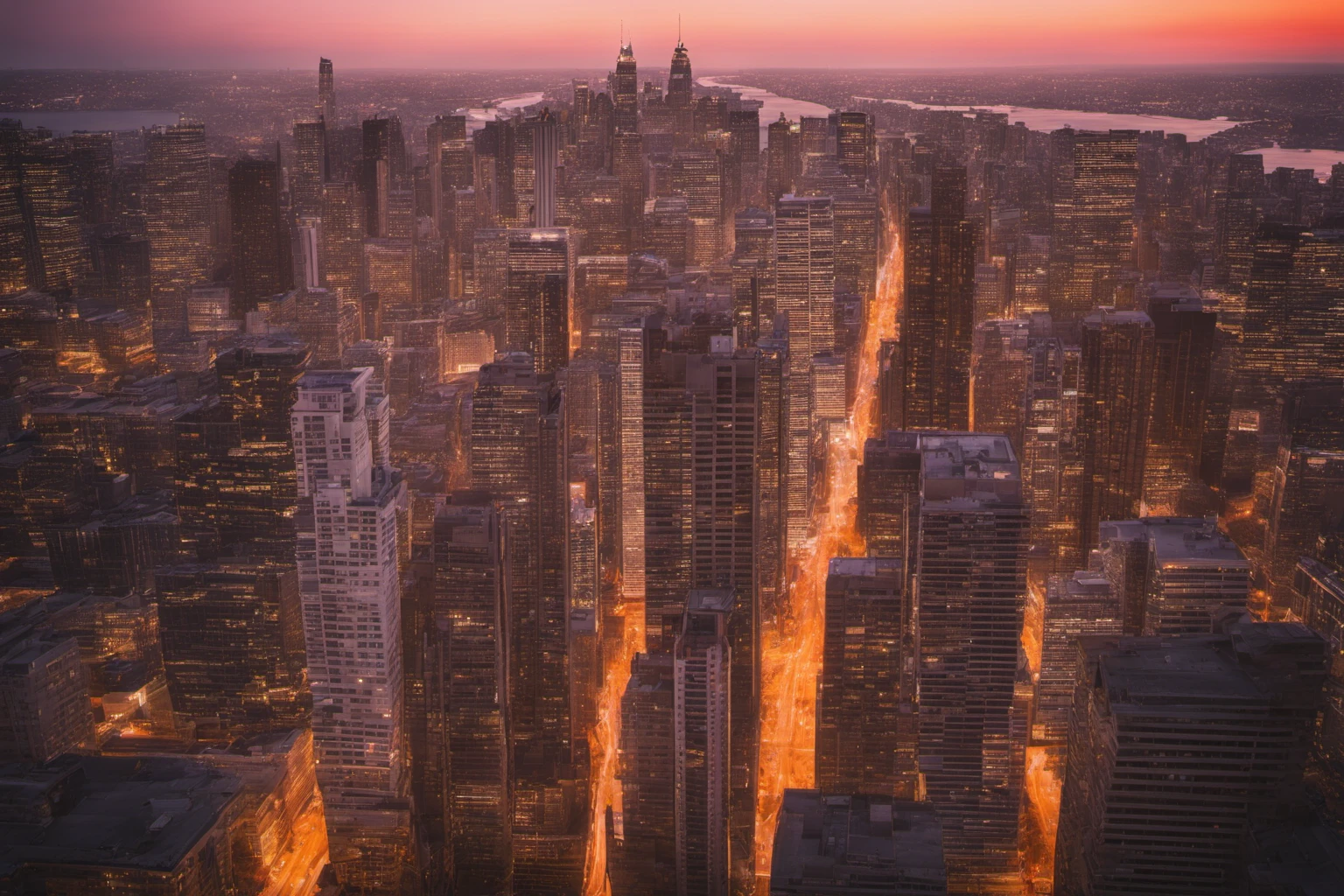 Sunset Over Cityscape – Urban Skyline Photography