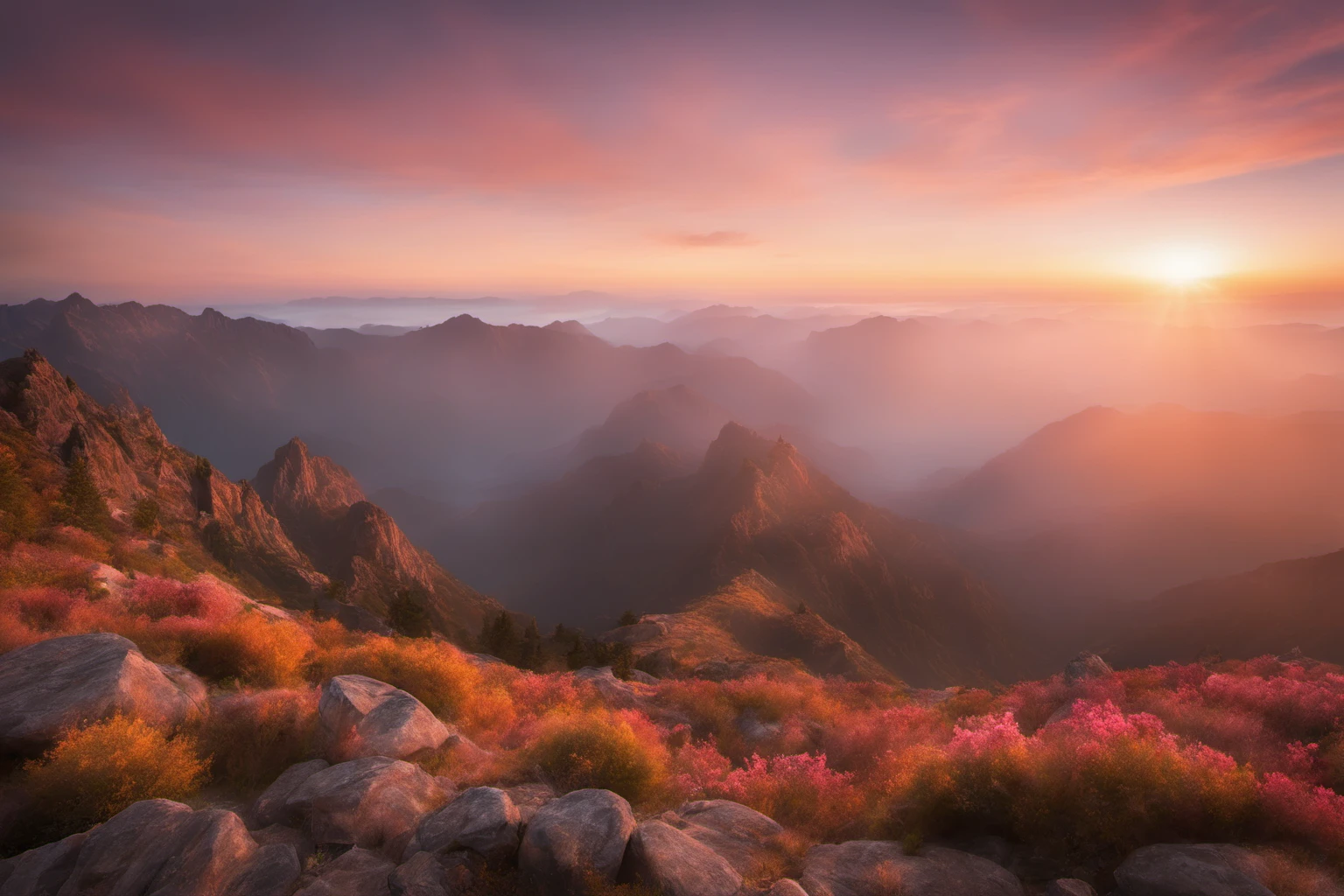 Sunrise Over Mountain Peaks – Landscape Photography