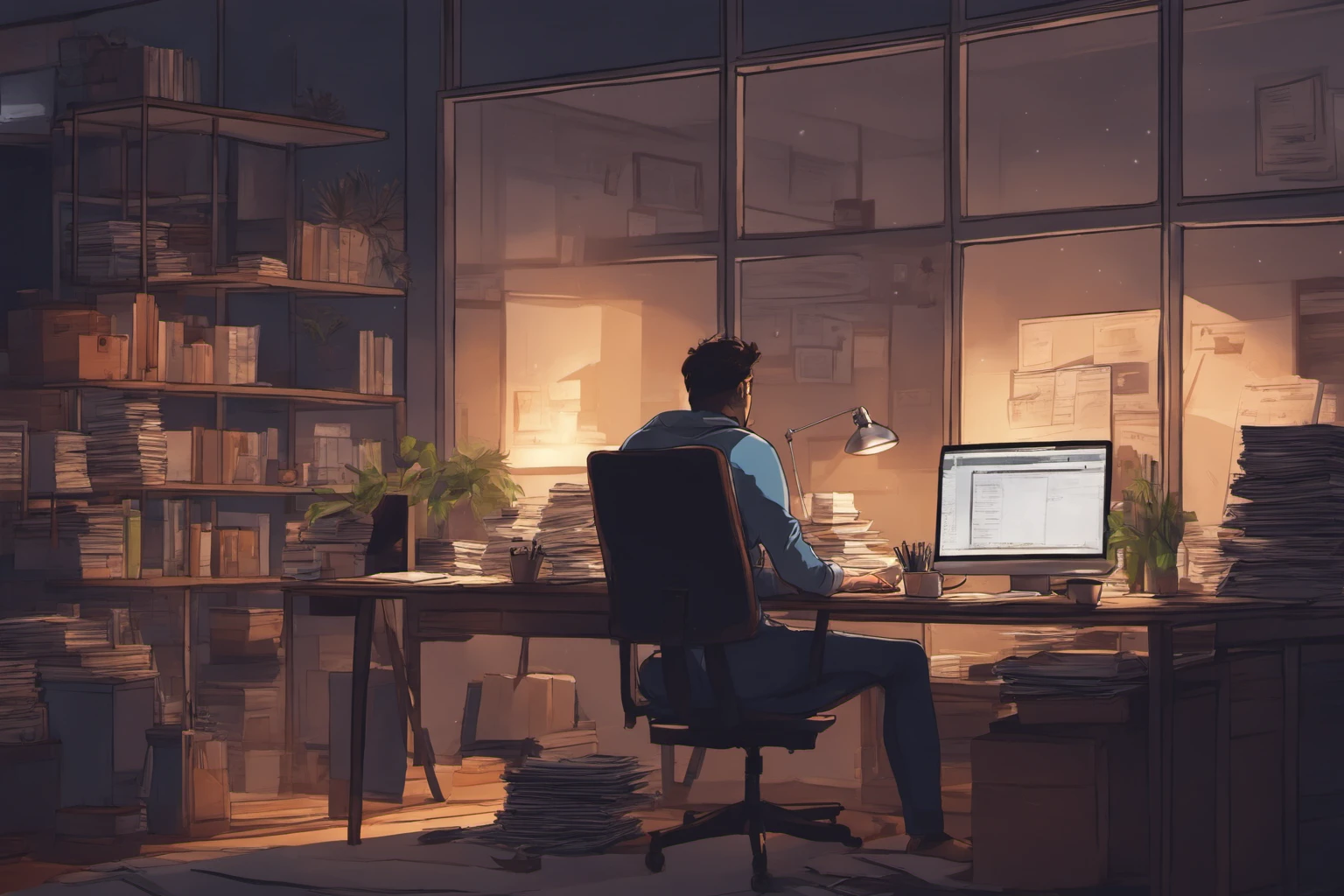 Startup Founder Working Late – Startup Office Life