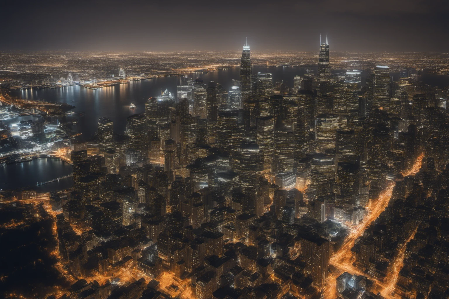 Silent City Skyline – Nighttime Urban Serenity