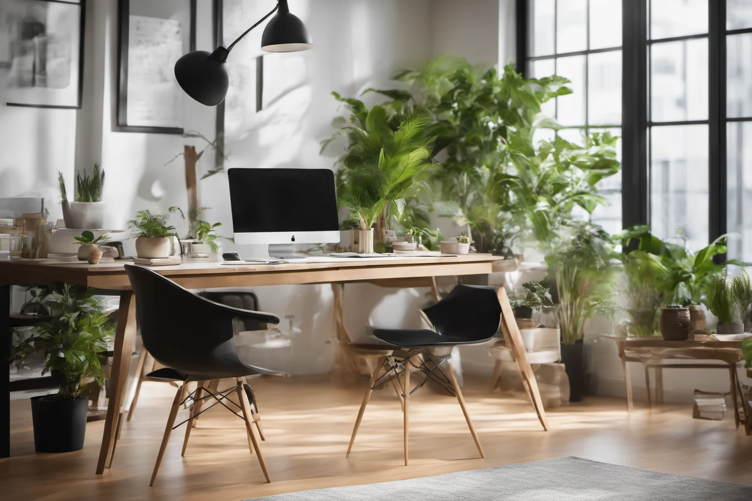 Modern Workspace with Greenery – Office Design Inspiration