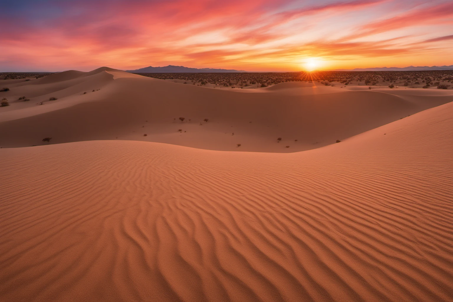 Desert Sunsets Over Dunes – Landscape Imagery