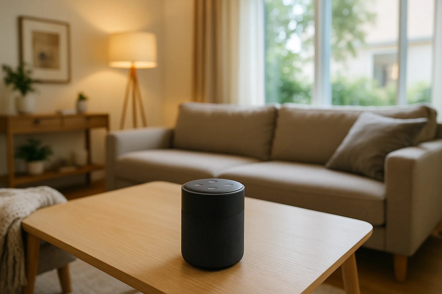 Modern Living Room with Voice Assistant