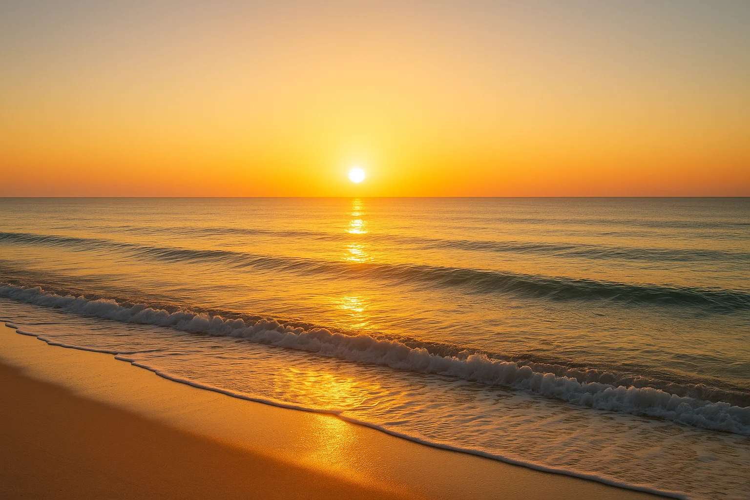 Golden Sunrise Over Tranquil Beach