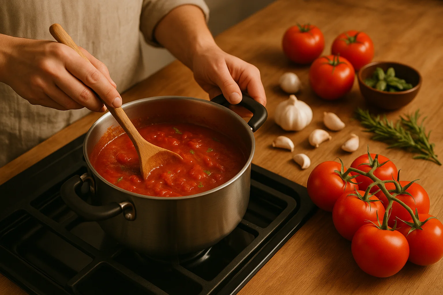 Homemade Tomato Sauce Preparation