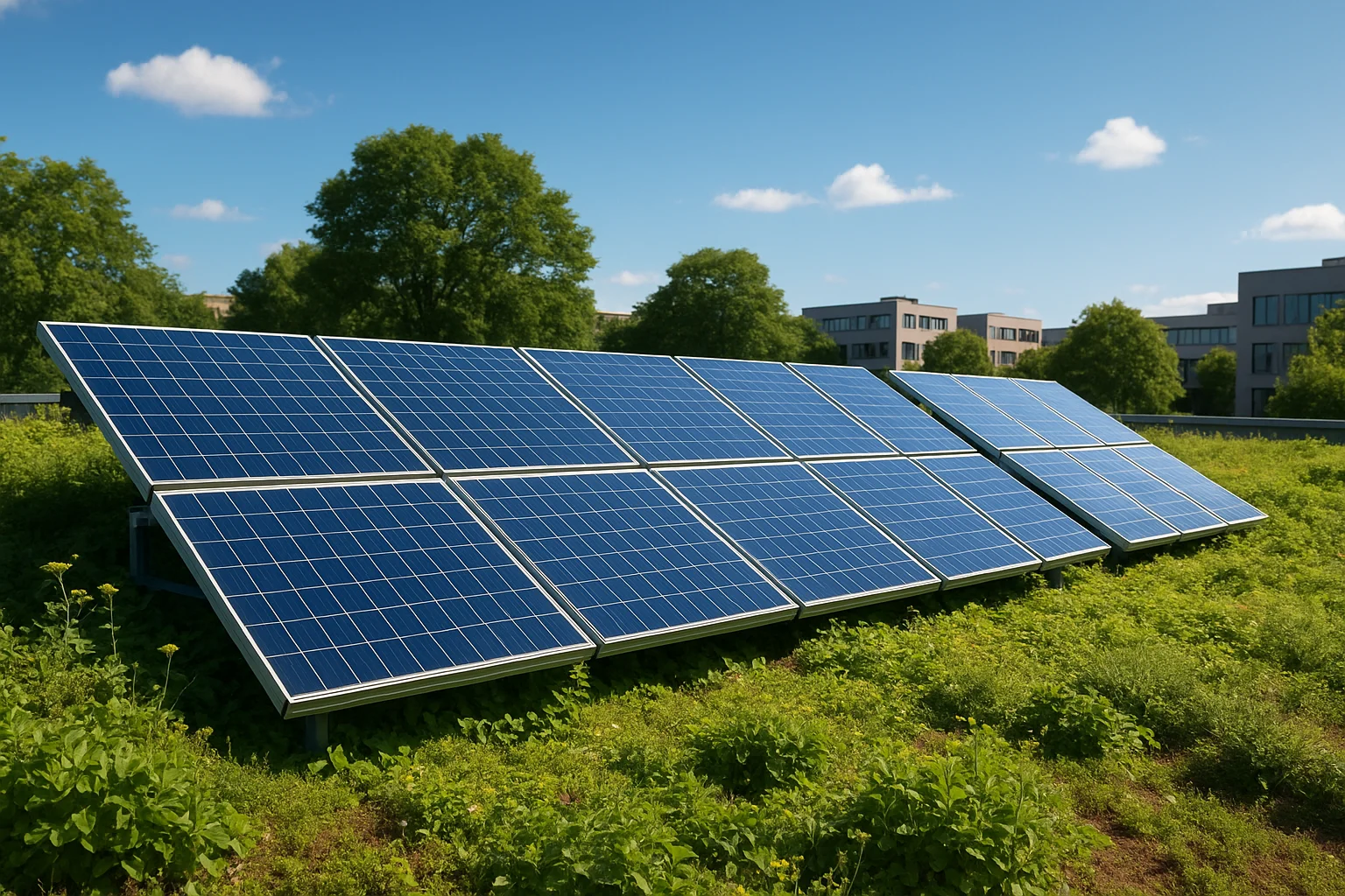 Solar Panels on a Green Roof