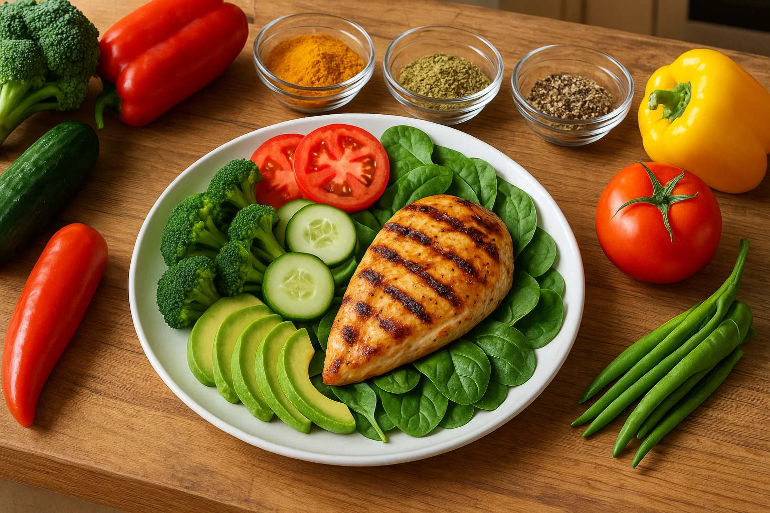 Colorful Low Carb Meal Preparation