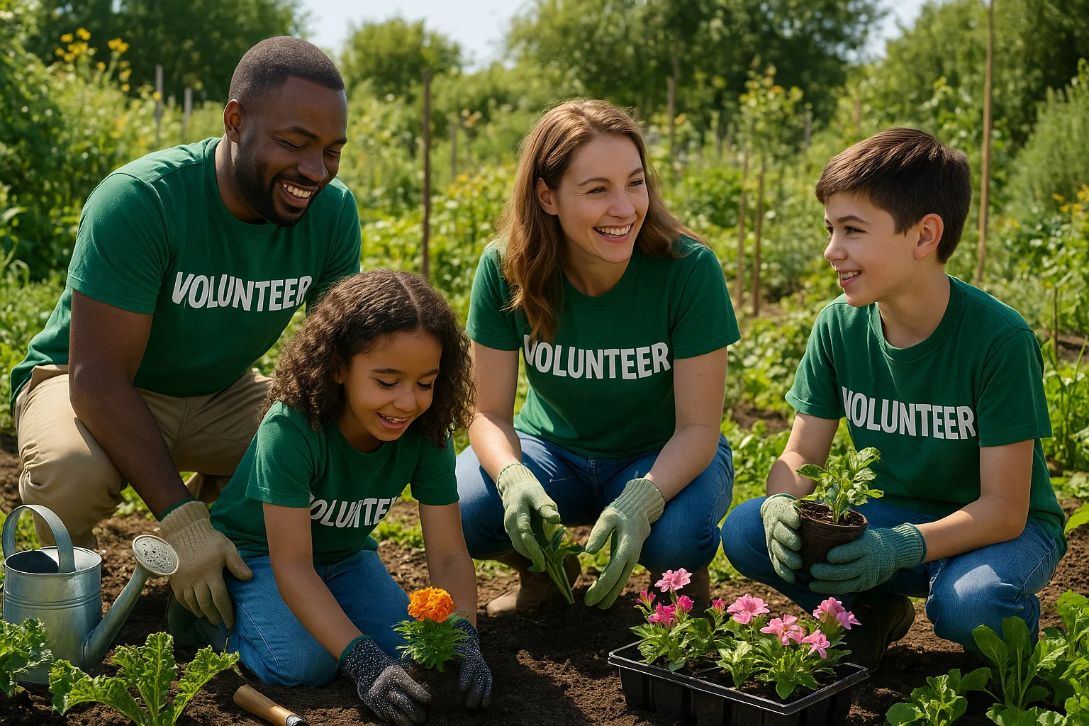Family Volunteering at a Community Garden