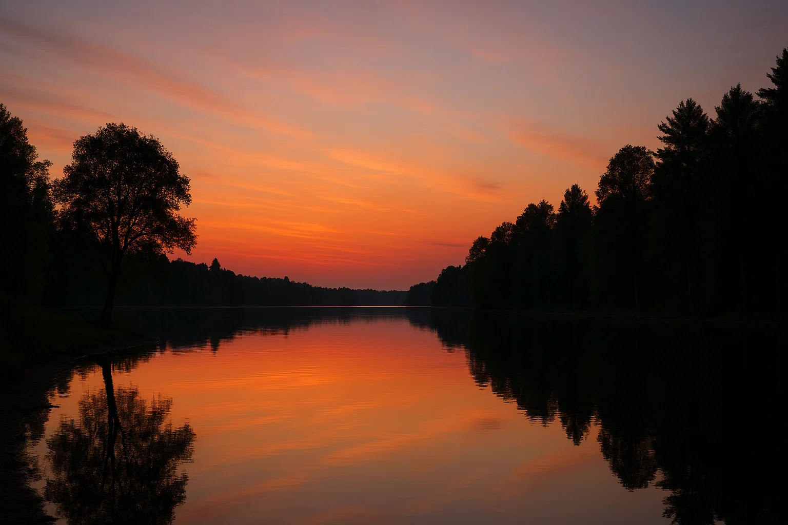 Serene Lakeside at Dusk