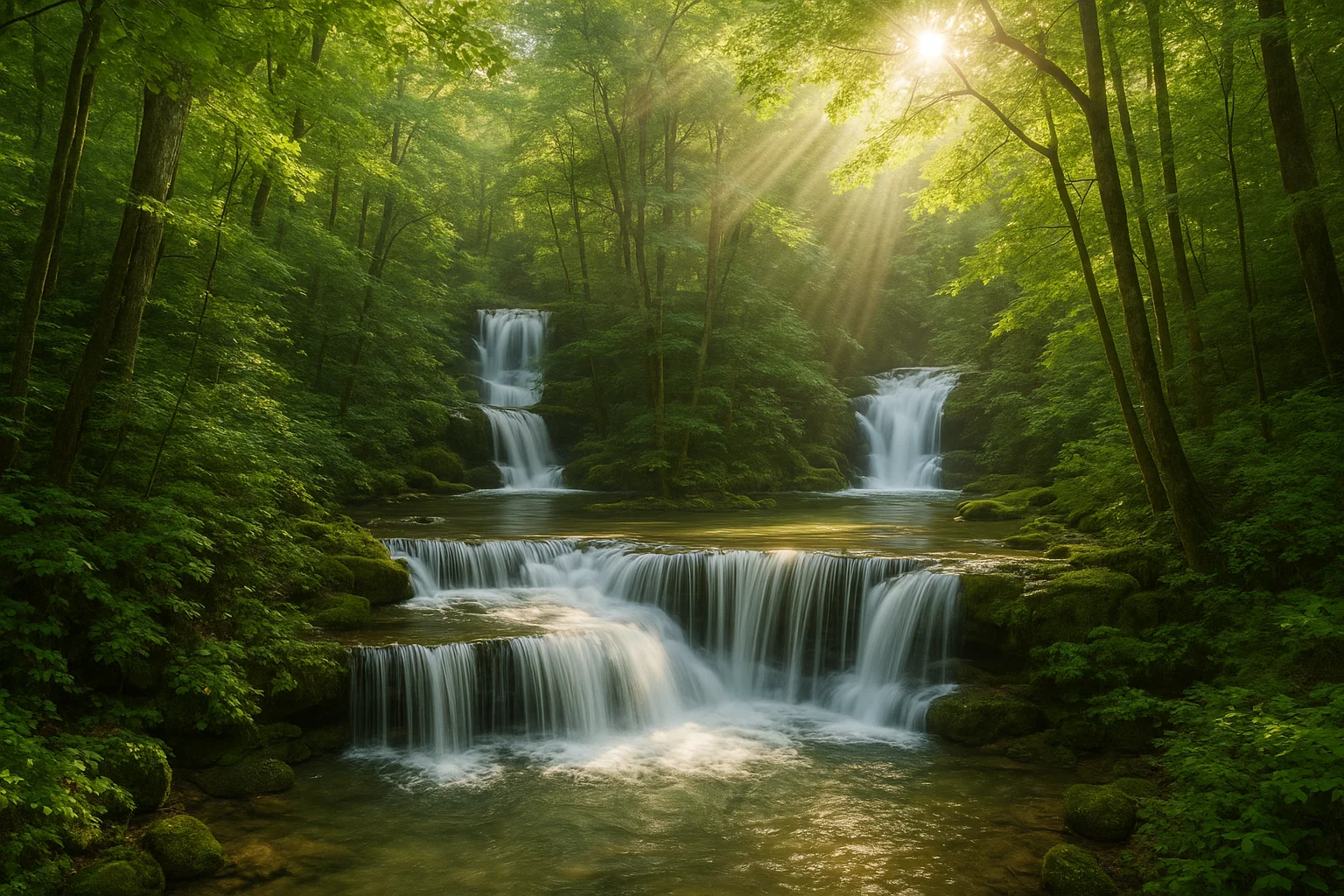 Tranquil Forest Waterfall