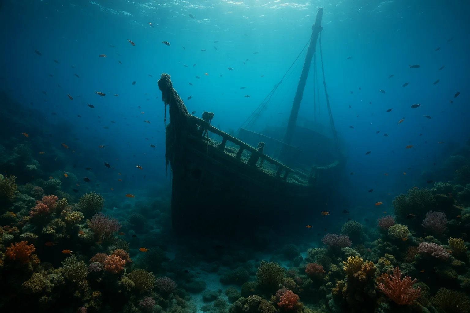 Mystical Shipwreck in the Deep Blue
