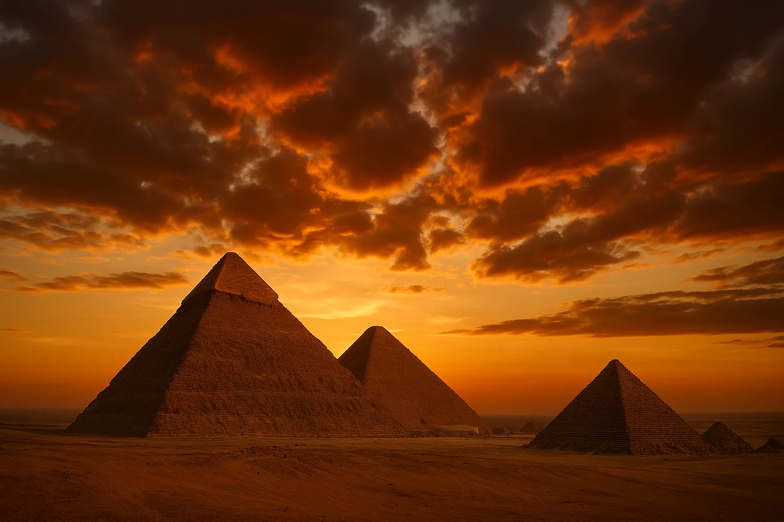 Sunset Over the Pyramids of Giza