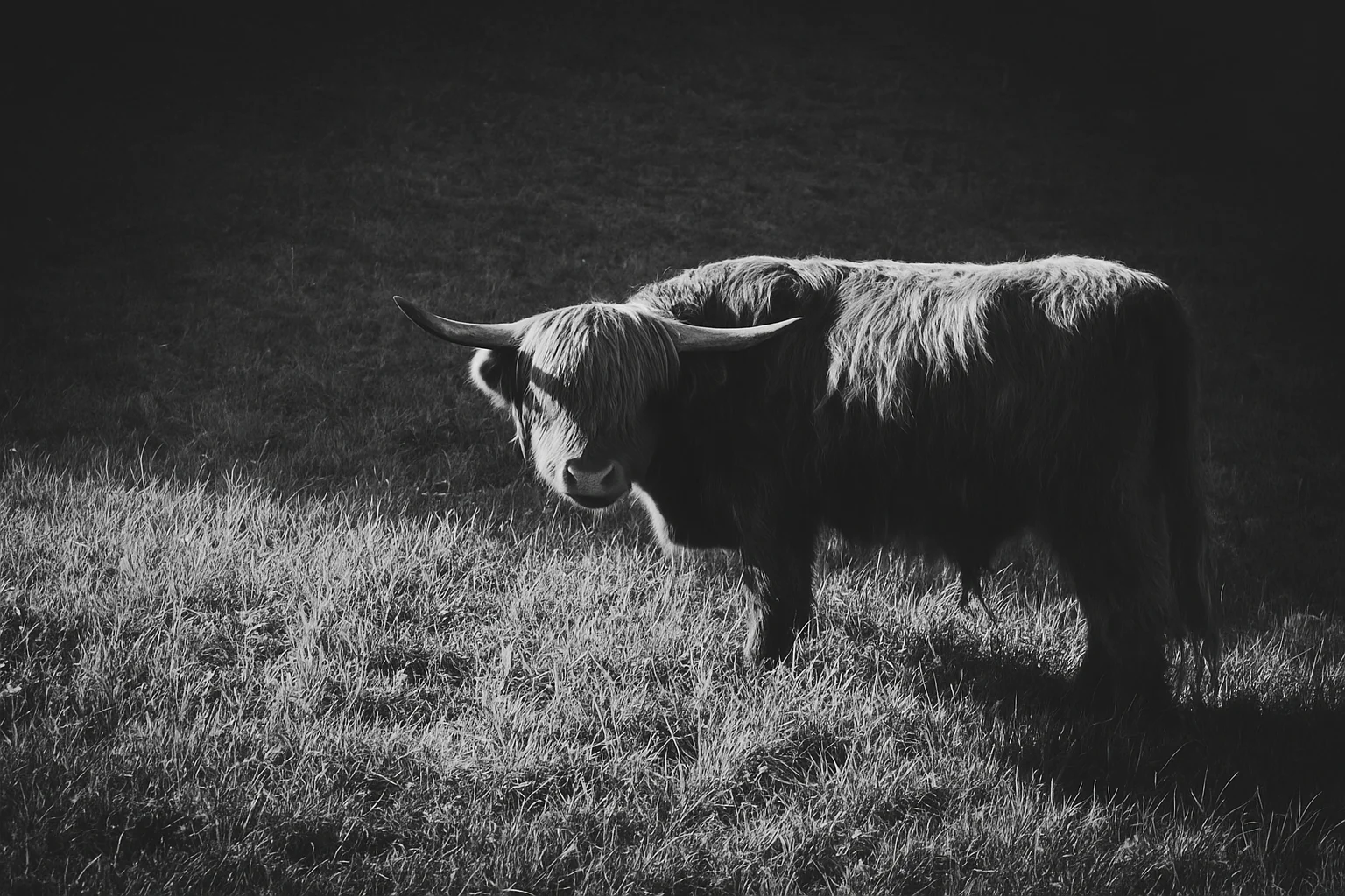 Black and White Highland Cow Landscape