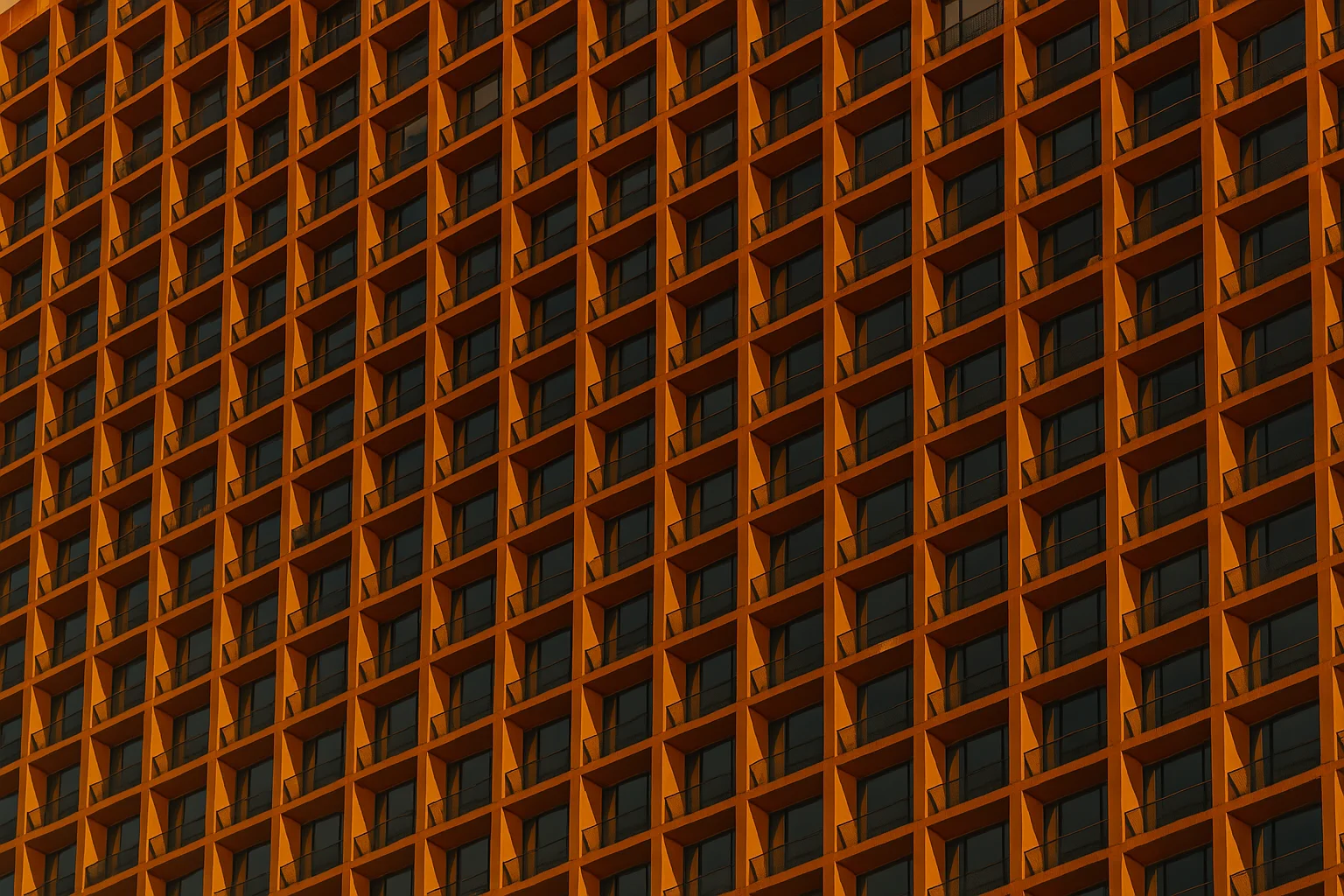 Modern Apartment Facade in Orange Tones