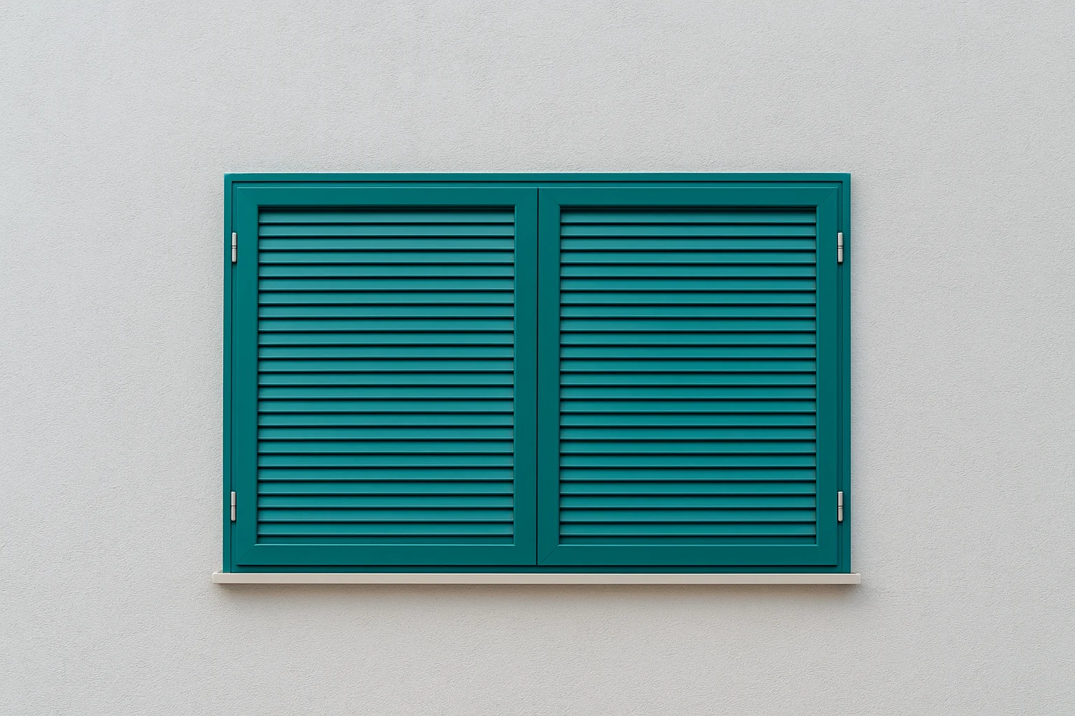 Green Shutter Window on White Wall