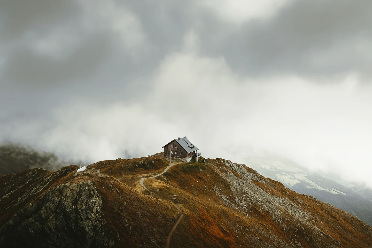 Lonely Mountain Cabin in the Mist – The Silent Beauty of Nature