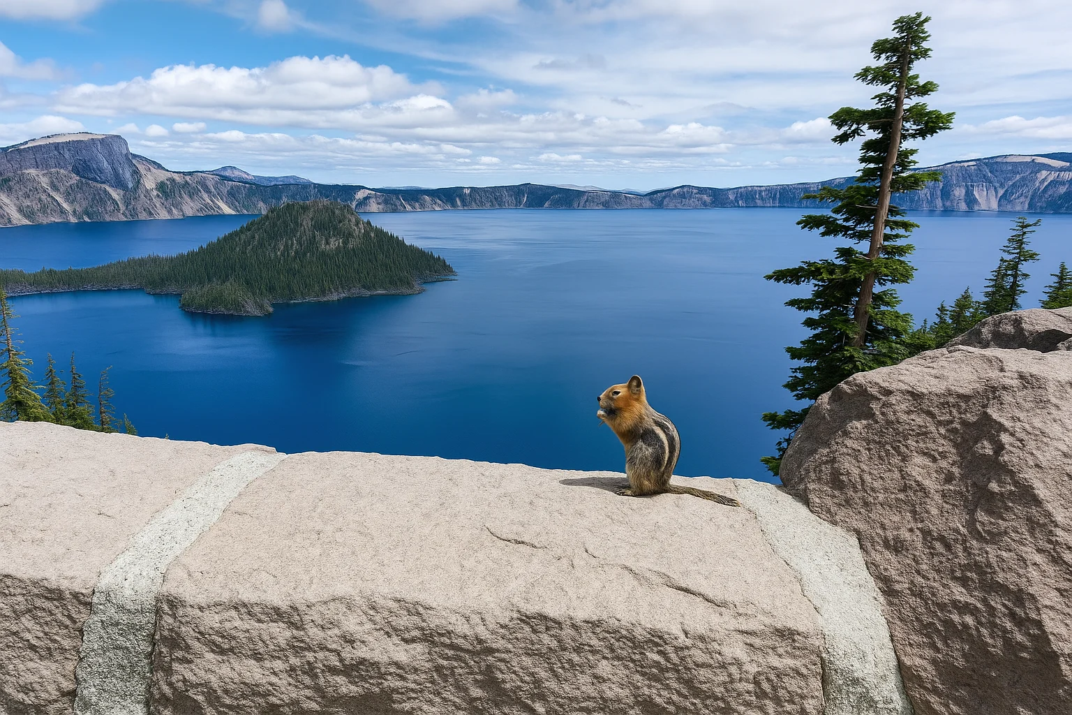 Silent Witness of Nature: A Chipmunk Overlooking the Lake