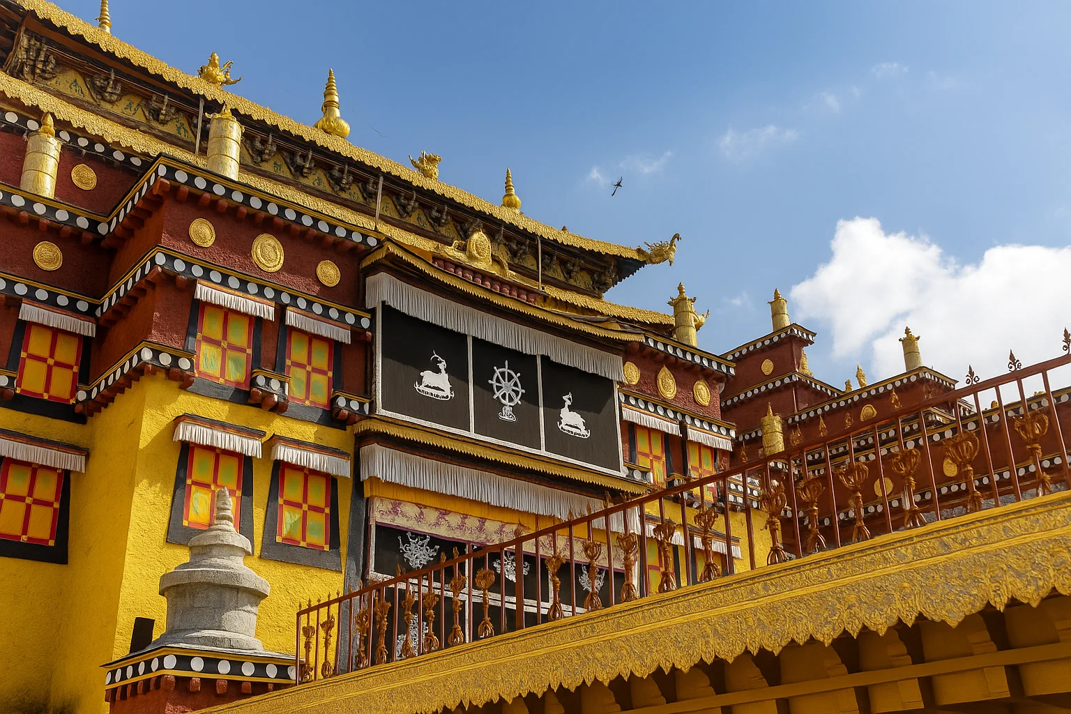 Traditional Tibetan Temple with Golden Details
