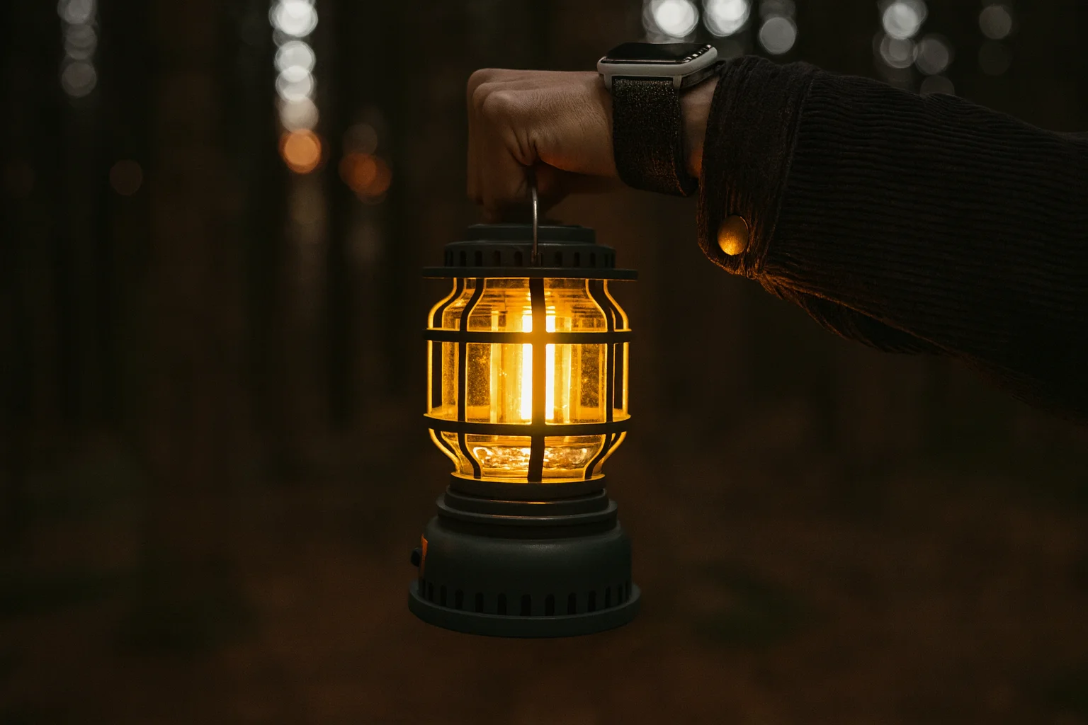 Bright Lantern Held in a Dark Forest