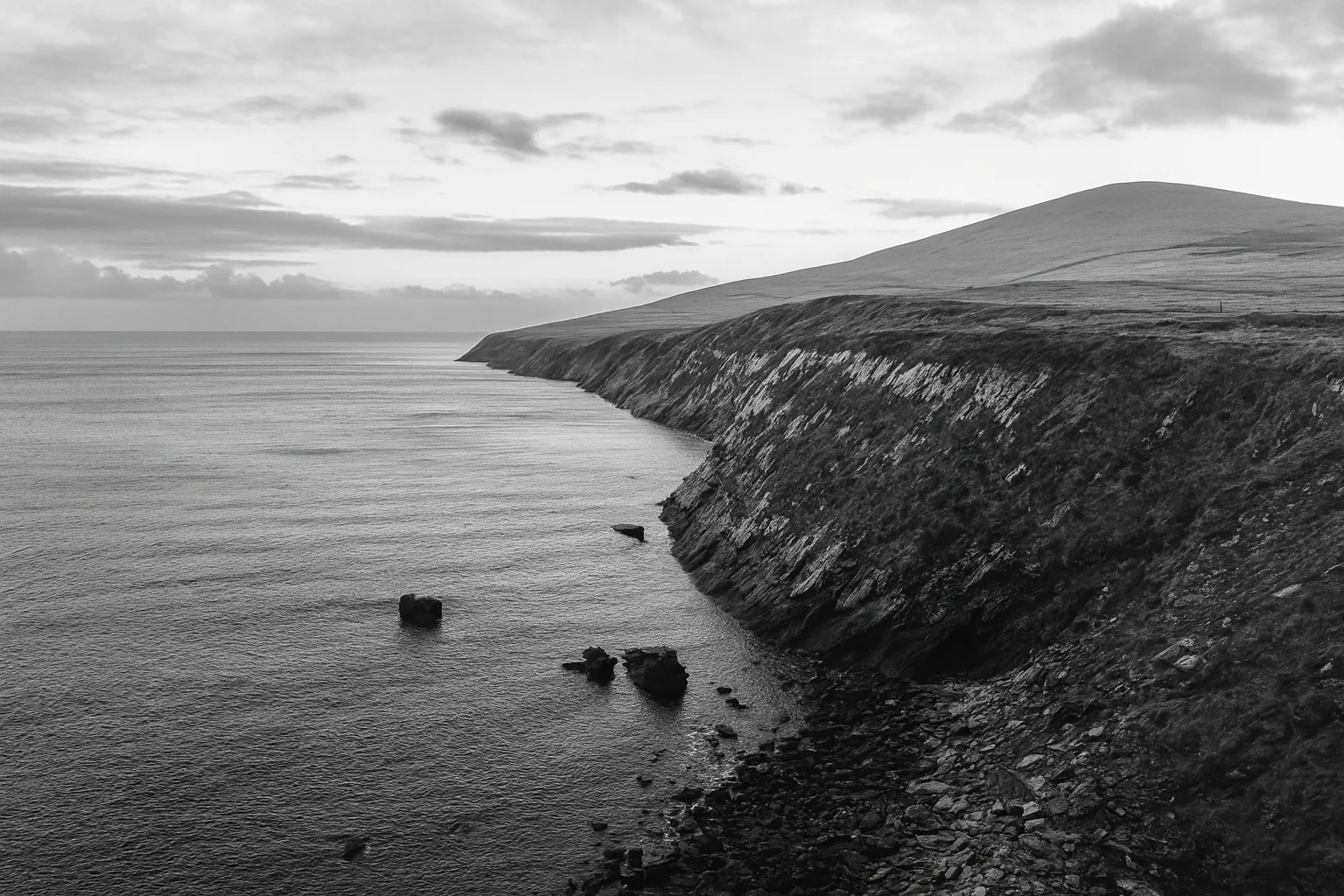 Black and White Coastal Landscape
