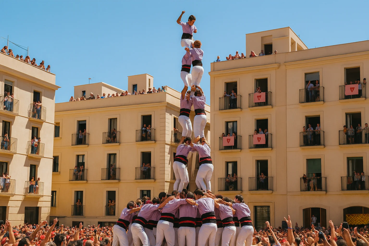 Traditional Human Tower Performance – Horizontal Festival Image